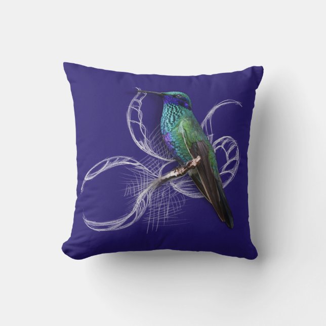 Stunning Hummingbird - personalise by adding name Cushion (Front)
