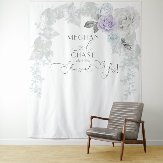 Stunning Ice Blue Lilac and White Rose Arch Tapestry (In Situ)