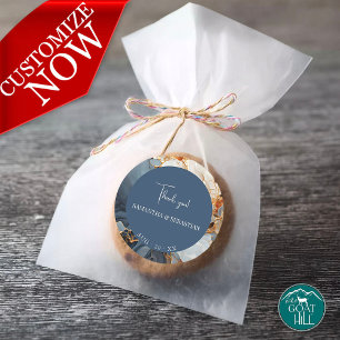 Stunning Indigo Blue and Gold Abstract Classic Round Sticker