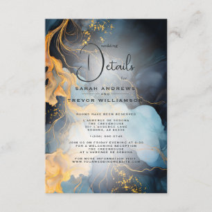 Stunning Indigo Blue and Gold Abstract Enclosure Card