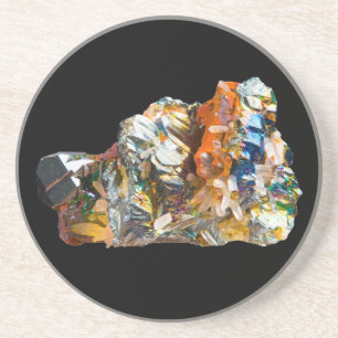 Stunning Iridescent Mineral Cluster Reflective Coaster