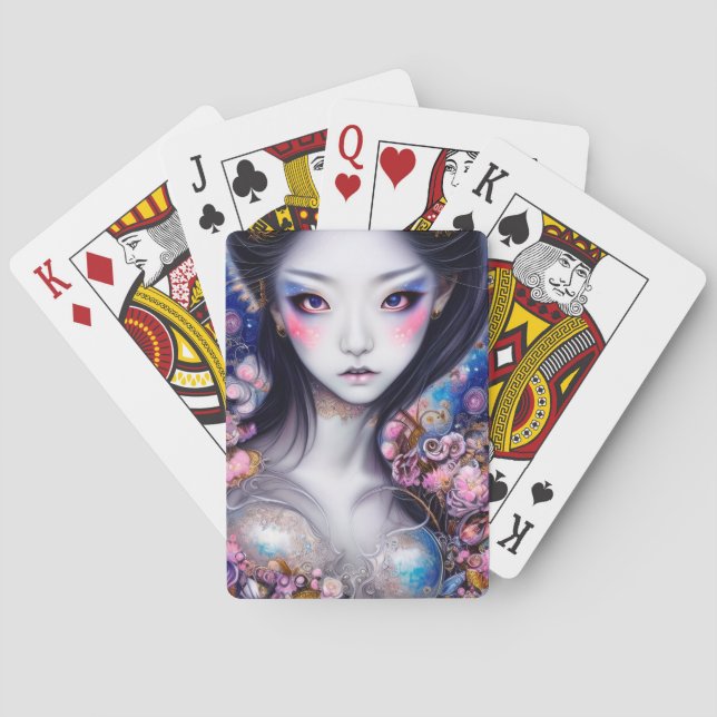 Stunning Japanese Girl Gothic Fantasy Playing Cards (Back)