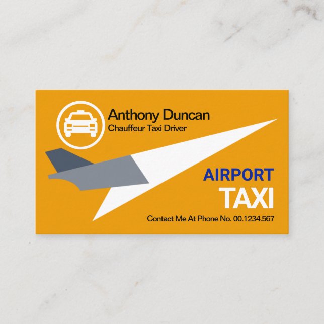 Stunning Jet Plane Liftoff Yellow Taxi Cab Driver Business Card (Front)