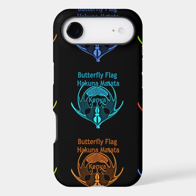 Stunning Kenyan Butterfly Flag Typography Elegant  (Back)