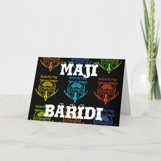 Stunning Kenyan Butterfly Flag Typography Elegant  Card (Front)