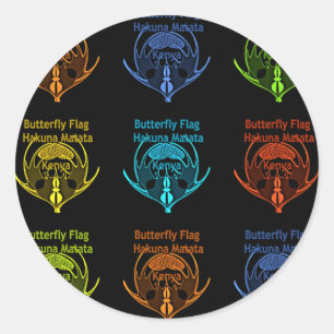 Stunning Kenyan Butterfly Flag Typography Elegant  Classic Round Sticker
