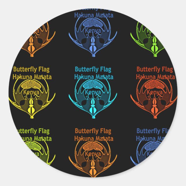 Stunning Kenyan Butterfly Flag Typography Elegant  Classic Round Sticker (Front)
