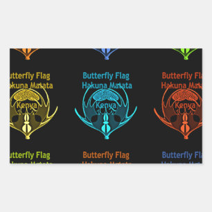 Stunning Kenyan Butterfly Flag Typography Elegant  Rectangular Sticker
