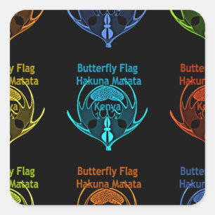 Stunning Kenyan Butterfly Flag Typography Elegant  Square Sticker
