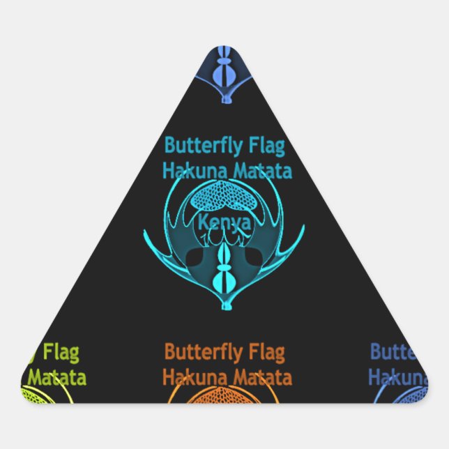 Stunning Kenyan Butterfly Flag Typography Elegant  Triangle Sticker (Front)