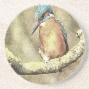 Stunning Kingfisher In Watercolor Coaster