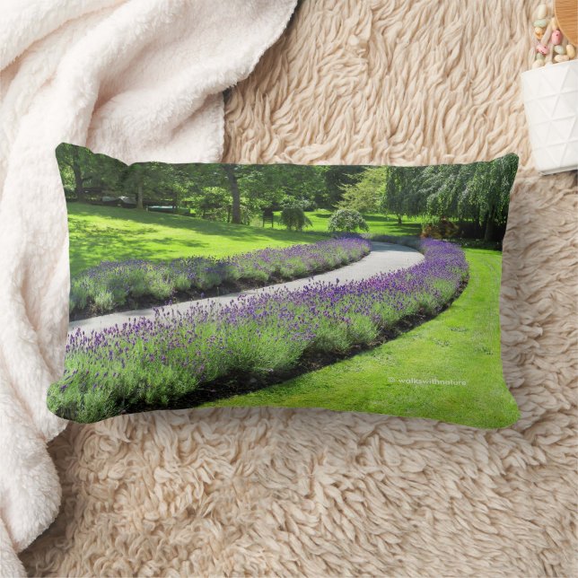 Stunning Lavender-Lined Garden Walk Lumbar Cushion (Blanket)