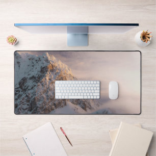 Stunning light and fog on mountain desk mat