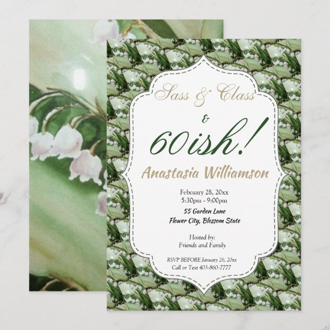 STUNNING LILY OF THE VALLEY FLOWER INVITATION (Front/Back)