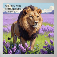 Stunning Lion in Lilac Flower Field Faith