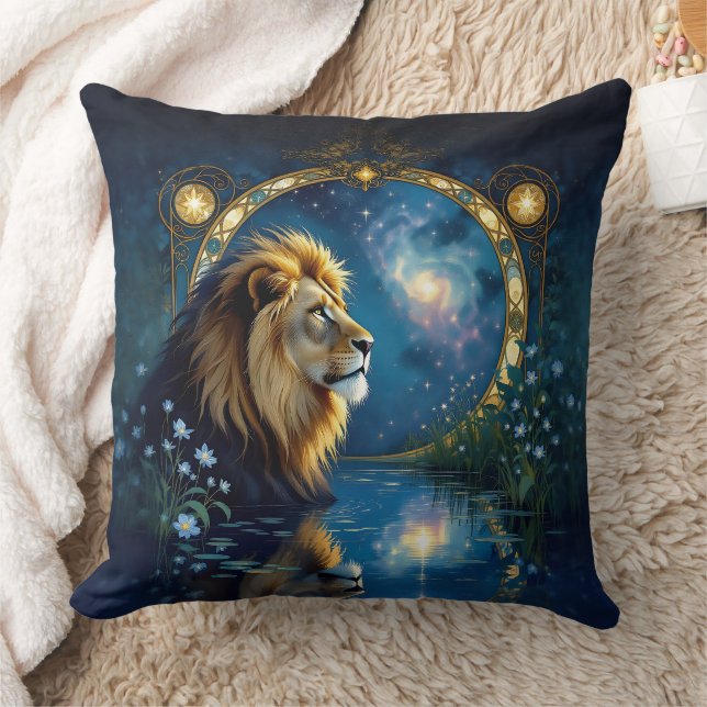 Stunning Lion of the Midnight Lake Cushion (Blanket)