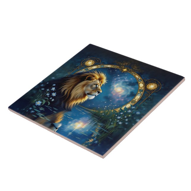 Stunning Lion of the Midnight Lake Tile (Side)