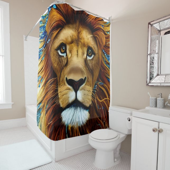 Stunning Lion Shower Curtain (In Situ)