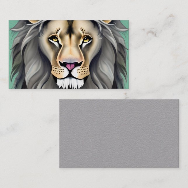 Stunning Lion with Pastel Long Soft Fur Triptych Business Card (Front/Back)