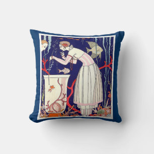 STUNNING LITTLE FISH,ART DECO BEAUTY FASHION CUSHION