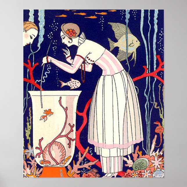 STUNNING LITTLE FISH ,ART DECO BEAUTY FASHION POSTER (Front)