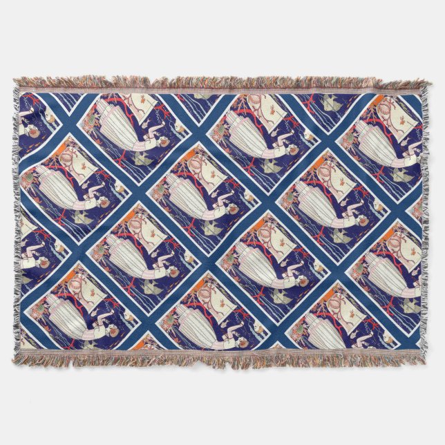 STUNNING LITTLE FISH,ART DECO BEAUTY FASHION THROW BLANKET (Front)