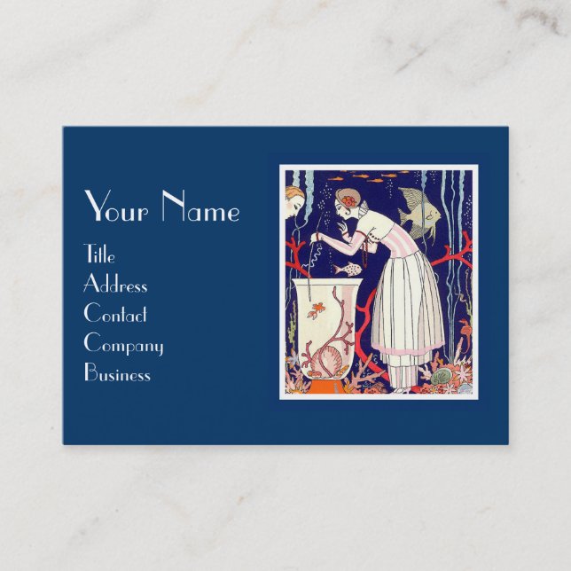 STUNNING LITTLE FISH, DECO BEAUTY FASHION MONOGRAM BUSINESS CARD (Front)