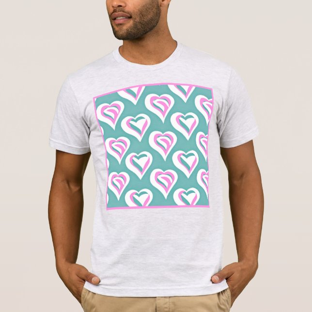 Stunning Love Heart Pattern T-Shirt (Front)
