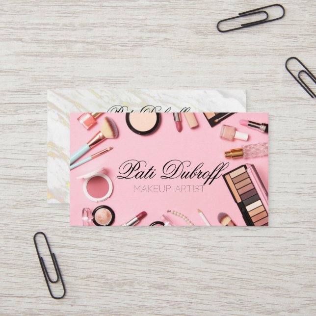 Stunning Makeup Artist - Make a Lasting Impression Business Card (Front/Back In Situ)