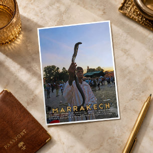 Stunning Marrakech Medina Snake Charmer Postcard