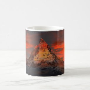 Stunning matterhorn red sky landscape coffee mug