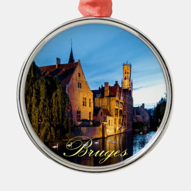 Stunning! Mediaeval Bruges - Pro Photo Metal Tree Decoration (Front)