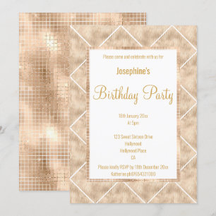 STUNNING METALLIC CHAMPAGNE & GOLD CUSTOM BIRTHDAY INVITATION
