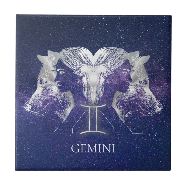 Stunning Milky Way Sky Gemini Zodiac Sign Tile (Front)