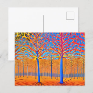 Stunning Modern Art Woodland Forest Postcard