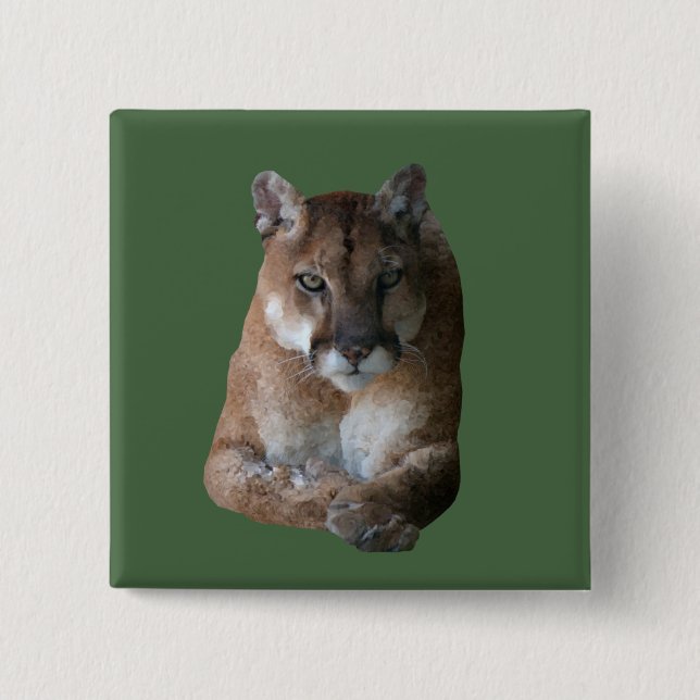 Stunning Mountain Lion Pin Button (Front)