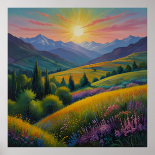 Stunning Mountainscape Painting Poster