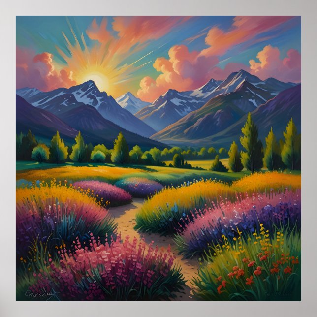 Stunning Mountainscape Painting Poster (Front)