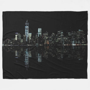 Stunning Night Photo of New York Skyline Fleece Blanket