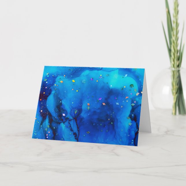 Stunning Ocean Holographic Alcohol Ink Painting Card (Front)