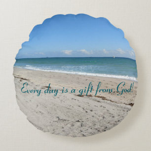 Stunning Ocean View, Round Throw Pillow