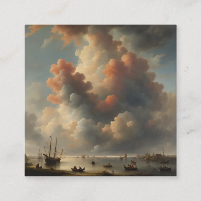 Stunning old dutch fine art trending masterpiece!  square business card (Front)
