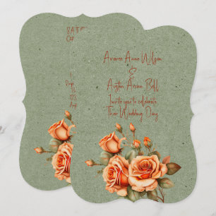 Stunning Orange and Green Floral Wedding Bouquet Invitation
