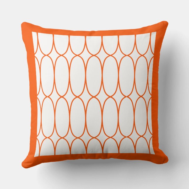 Stunning orange and white modern throw pillow (Back)