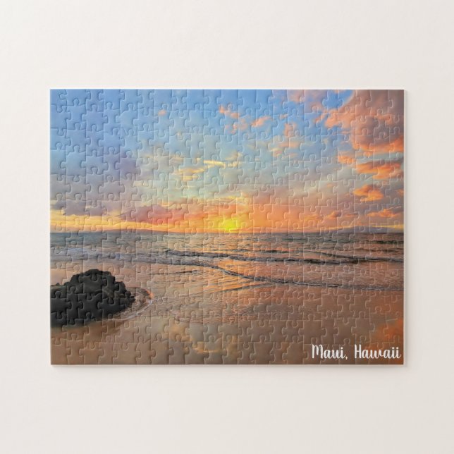 Stunning Orange Maui Sunset Jigsaw Puzzle (Horizontal)
