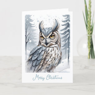 Stunning Owl in Snow Christmas Holiday Card