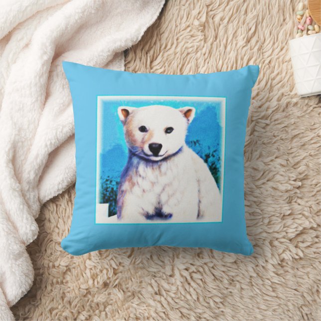 Stunning Painting of a Polar Bear Cub. Buy Now Cushion (Blanket)