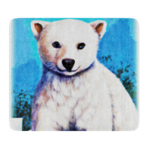 Stunning Painting of a Polar Bear Cub. Buy Now Cutting Board