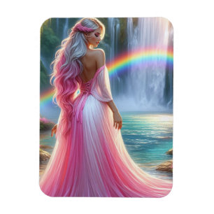 Stunning Pastel pink lady & Rainbow Magnet