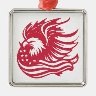 Stunning Patriotic Eagle Digital Artwork Metal Tree Decoration